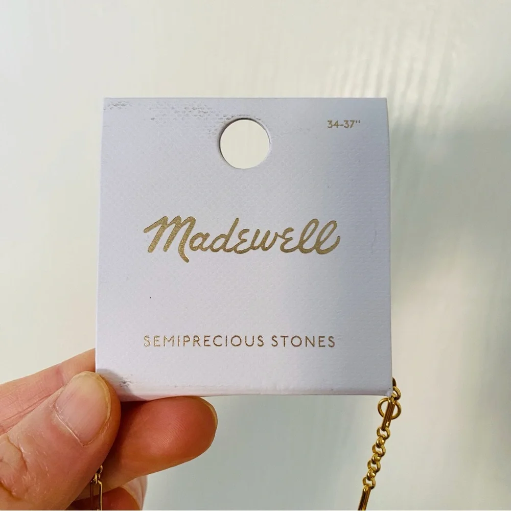 $88 NWT Madewell Semiprecious Tiger's Eye Lapis Stone Gold Chain Charm Necklace - Picture 11 of 12